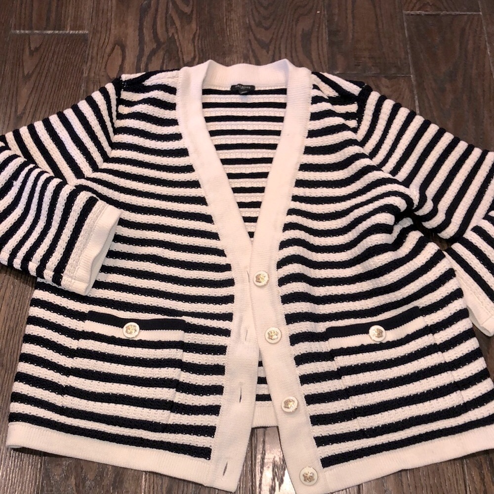 Talbots plus striped knit sweater cardigan size 1X preppy